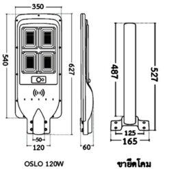 โคมไฟถนนโซล่าเซลล์ 120W BEC รุ่น OSLO