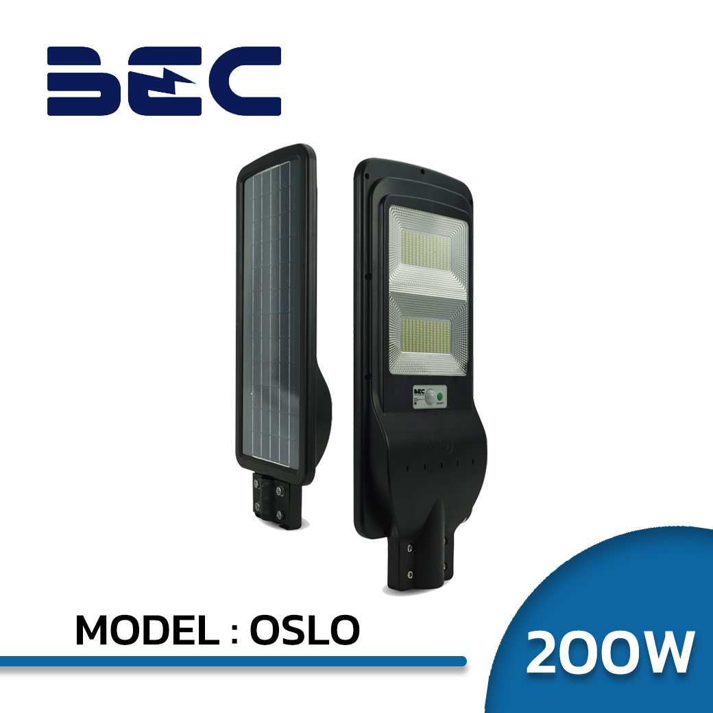 โคมไฟถนน LED โซล่าเซลล์ 200W BEC รุ่น OSLO