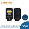 โคมไฟถนนโซล่าเซลล์ LED 30W LAMPTAN SMART SENSOR SHINIC